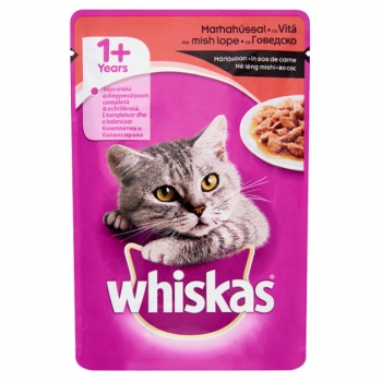 Whiskas Macskaeledel alutasakos 85g marhahúsos